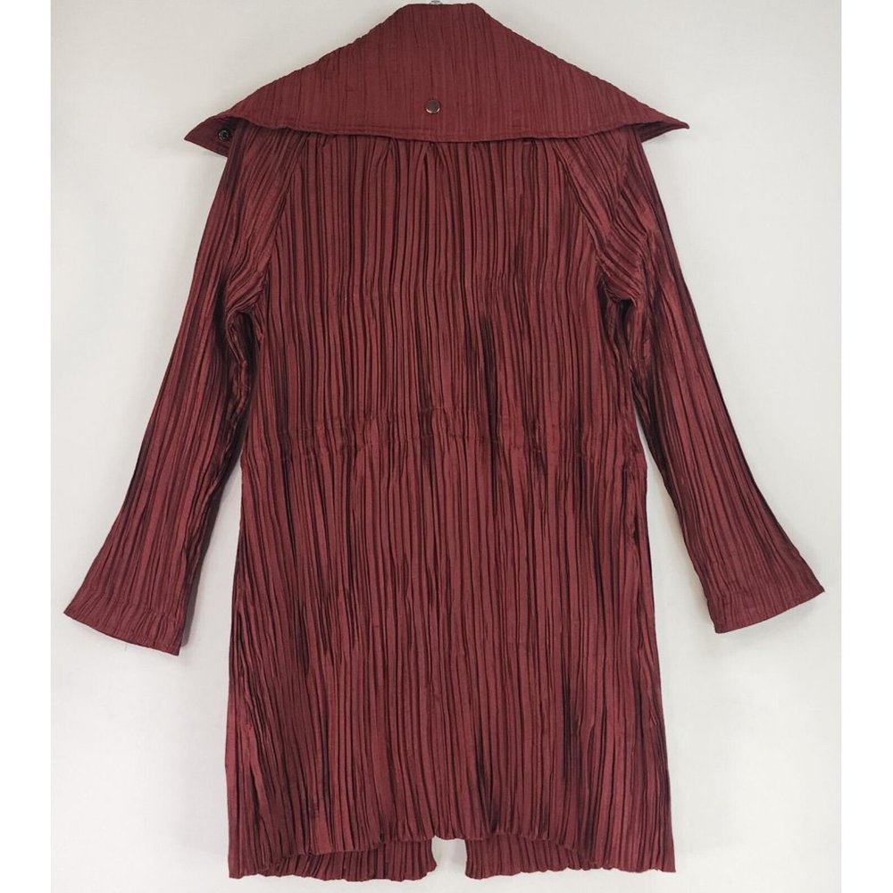 UBU Jacket Womens Small Burgundy Crinkled Retro Lightweight Full Zip Snap on - Picture 2 of 13
